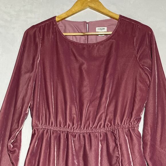 J Crew Velvet Tulip Hem Dress Size 4 Guava Berry - Runs Large - Picture 3 of 14